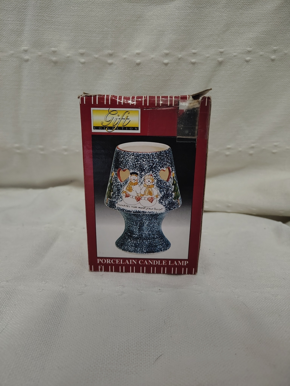 Porcelain Candle Lamp - Speckled Blue